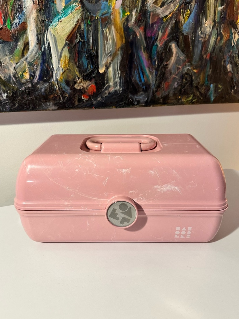 Caboodles On-The-Go Girl cosmetic organizer case, "Dusty Rose Marble"